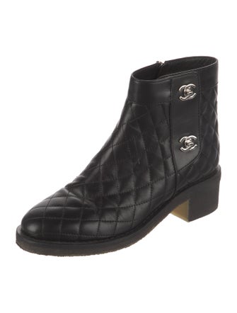 Chanel Interlocking CC Logo Calfskin Moto Boots