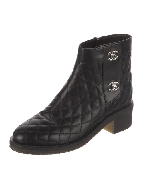 Chanel Interlocking CC Logo Calfskin Moto Boots