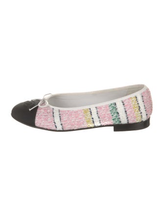 Chanel Interlocking CC Logo Tweed Flats