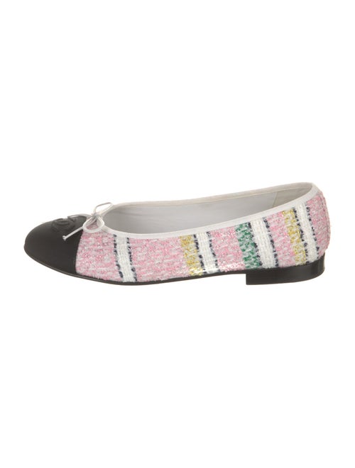 Chanel Interlocking CC Logo Tweed Flats