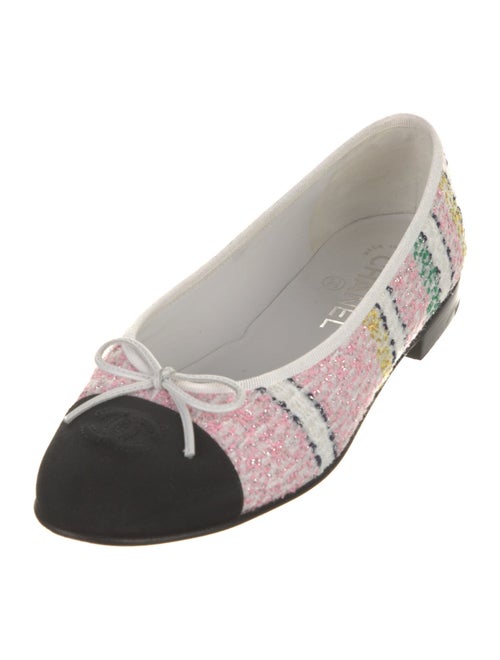 Chanel Interlocking CC Logo Tweed Flats