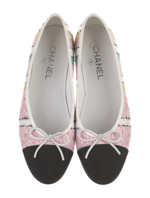 Chanel Interlocking CC Logo Tweed Flats