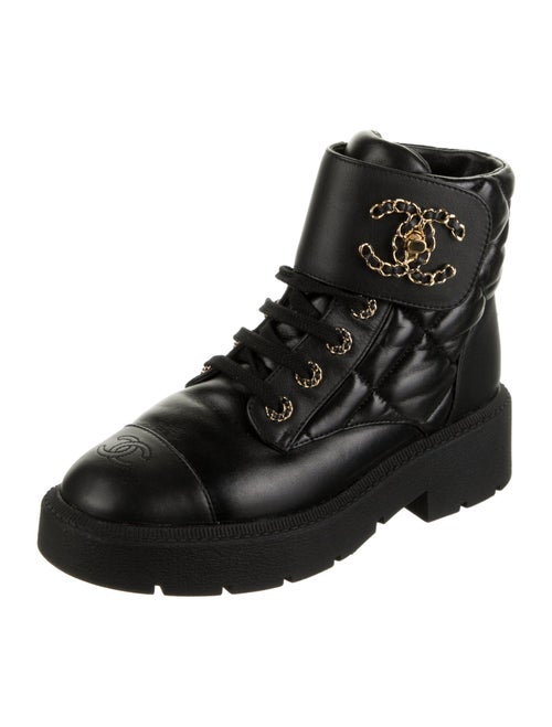 Chanel 2024 Interlocking CC Logo Combat Boots