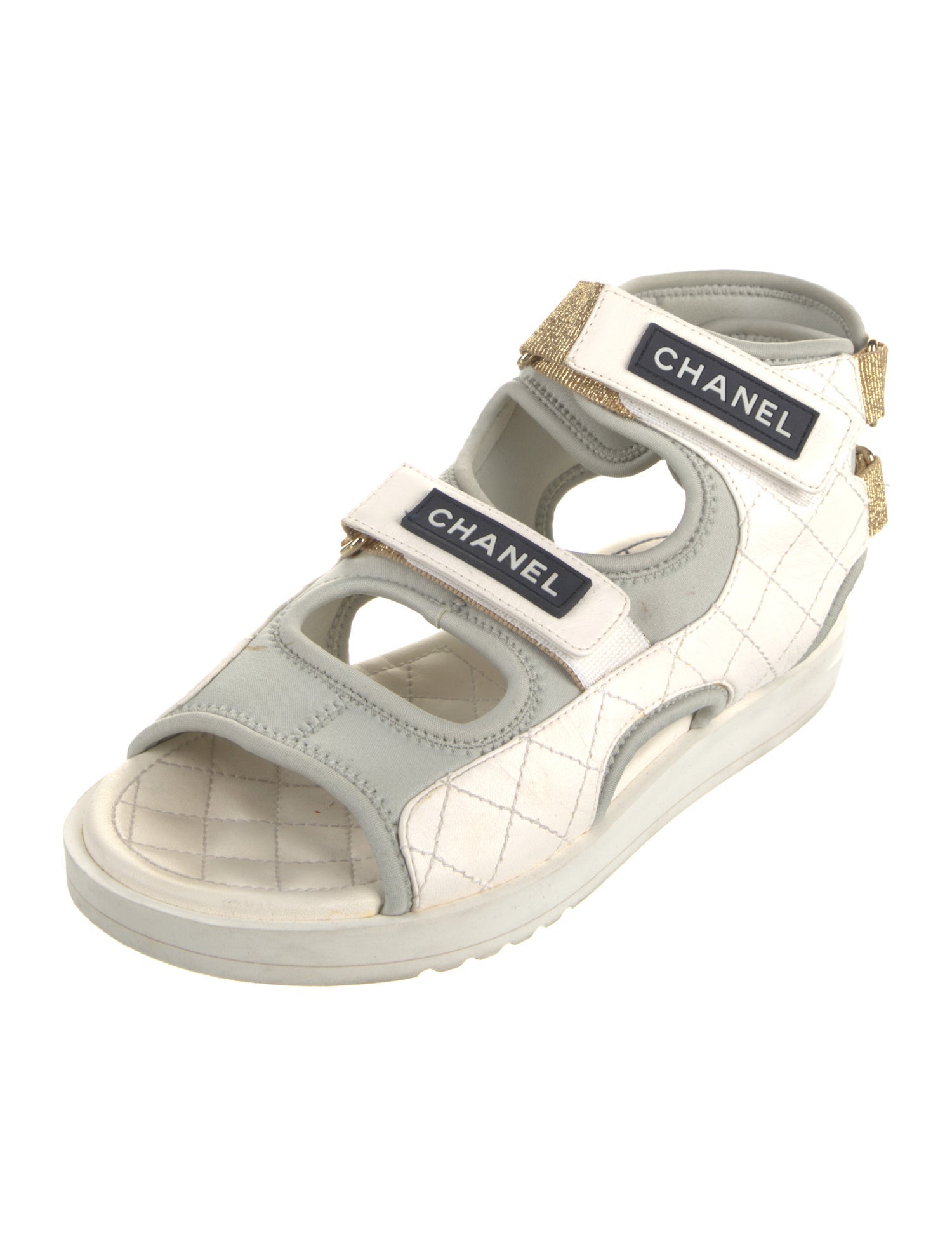 Chanel Interlocking CC Logo Leather Espadrilles