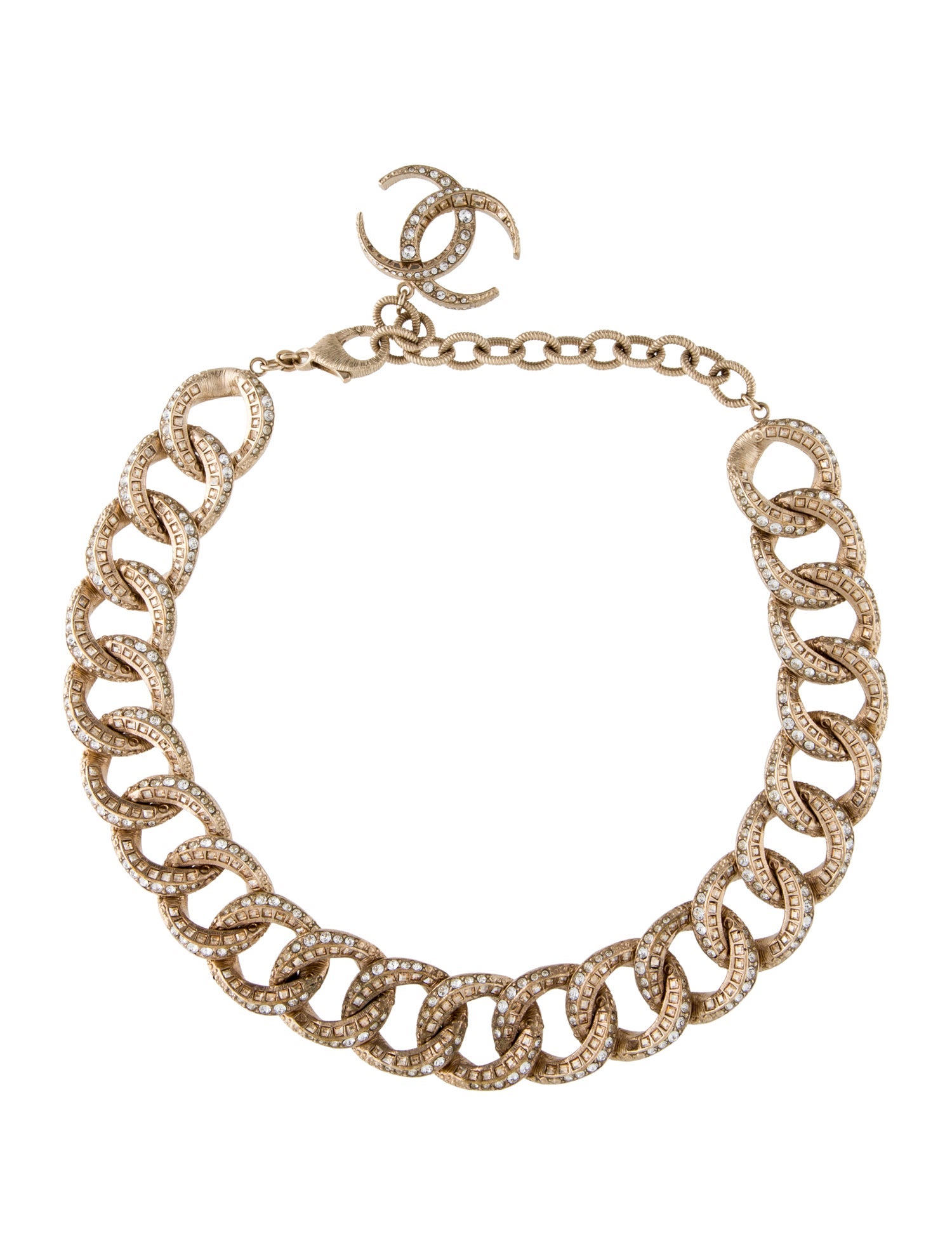 Chanel Strass Curb Chain Necklace