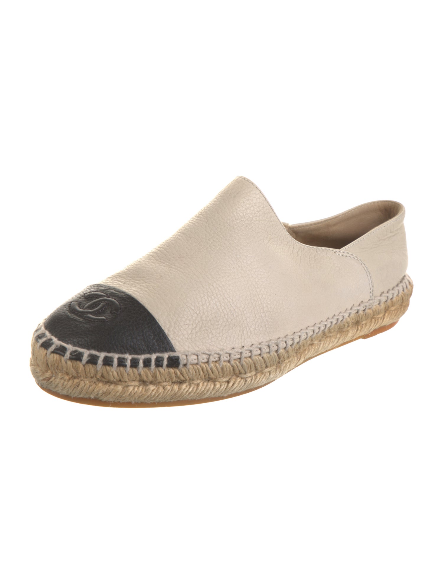 Chanel Interlocking CC Logo Leather Espadrilles