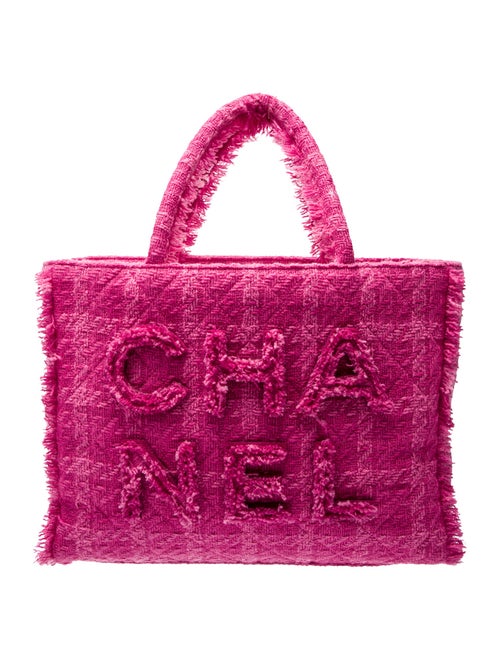 Chanel Giant Logo Tweed Shopping Bag