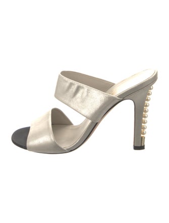 Chanel Interlocking CC Logo Leather Slides