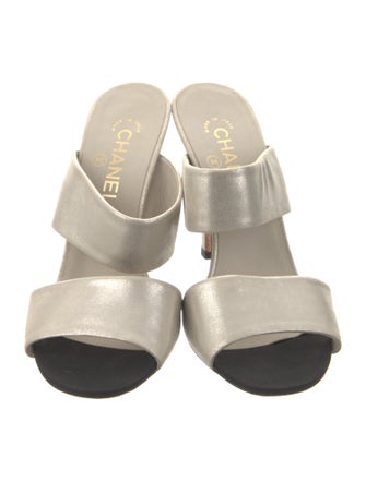 Chanel Interlocking CC Logo Leather Slides