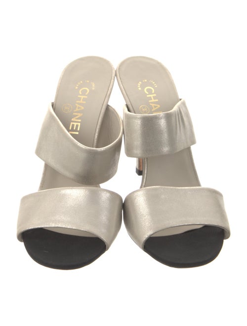 Chanel Interlocking CC Logo Leather Slides