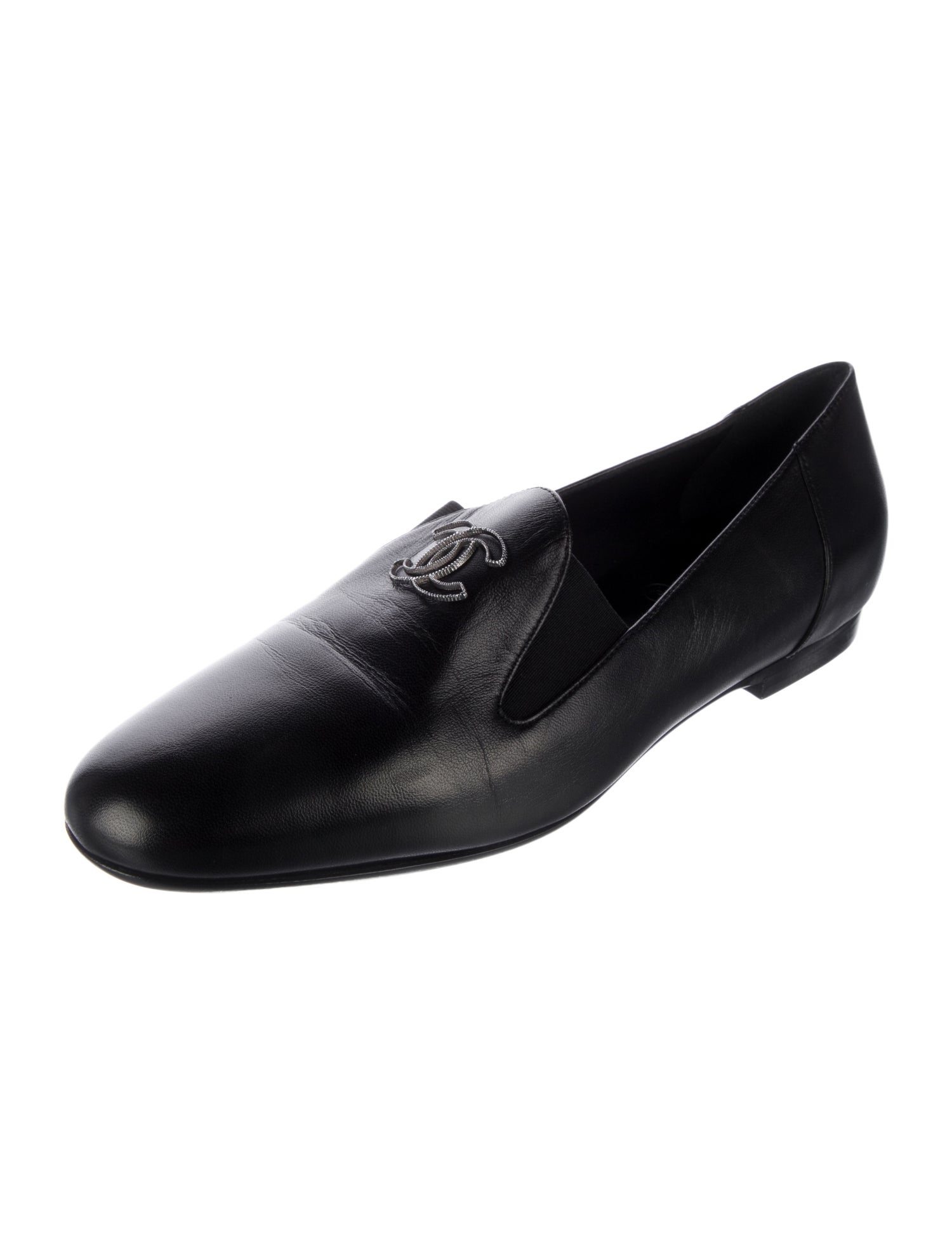 Chanel Interlocking CC Logo Leather Loafers