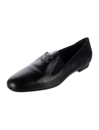 Chanel Interlocking CC Logo Leather Loafers
