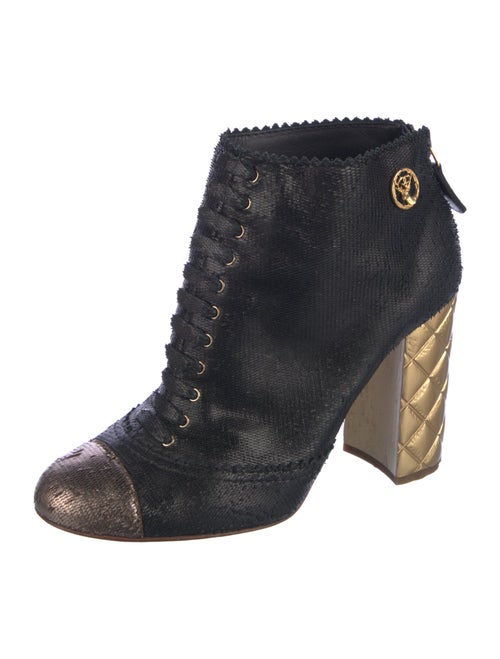 Chanel Interlocking CC Logo Leather Lace-Up Boots
