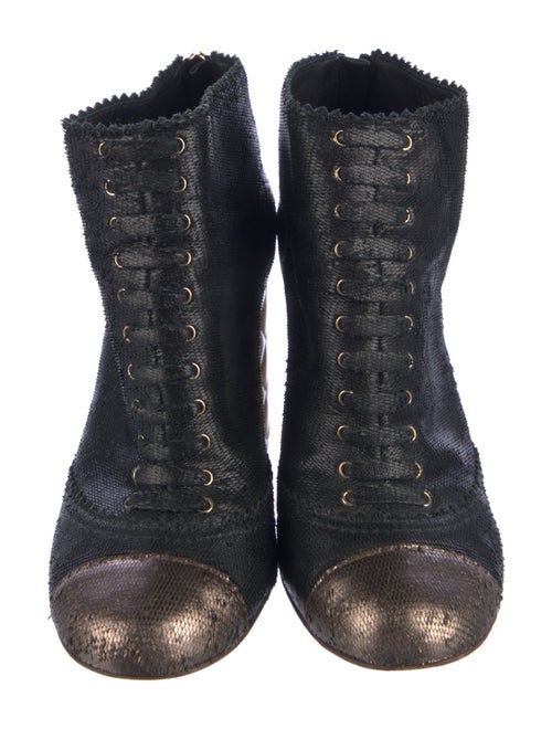 Chanel Interlocking CC Logo Leather Lace-Up Boots