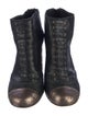 Chanel Interlocking CC Logo Leather Lace-Up Boots