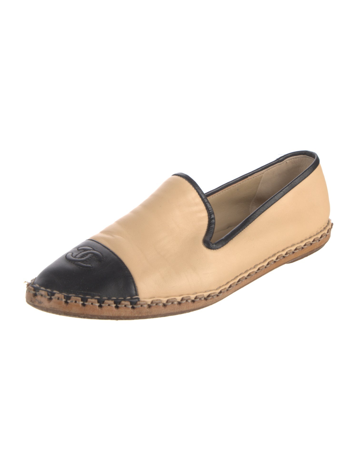 Chanel Interlocking CC Logo Leather Espadrilles