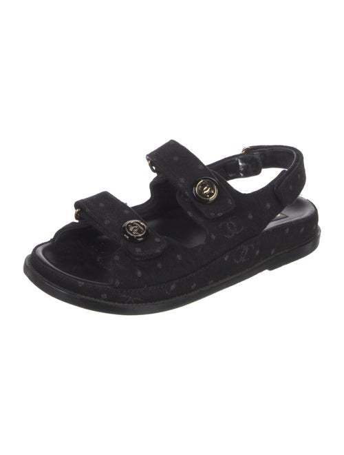 Chanel Interlocking CC Logo Denim Slingback Sandals