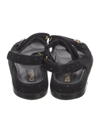 Chanel Interlocking CC Logo Denim Slingback Sandals