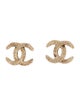 Chanel Feather Texture CC Stud Earrings