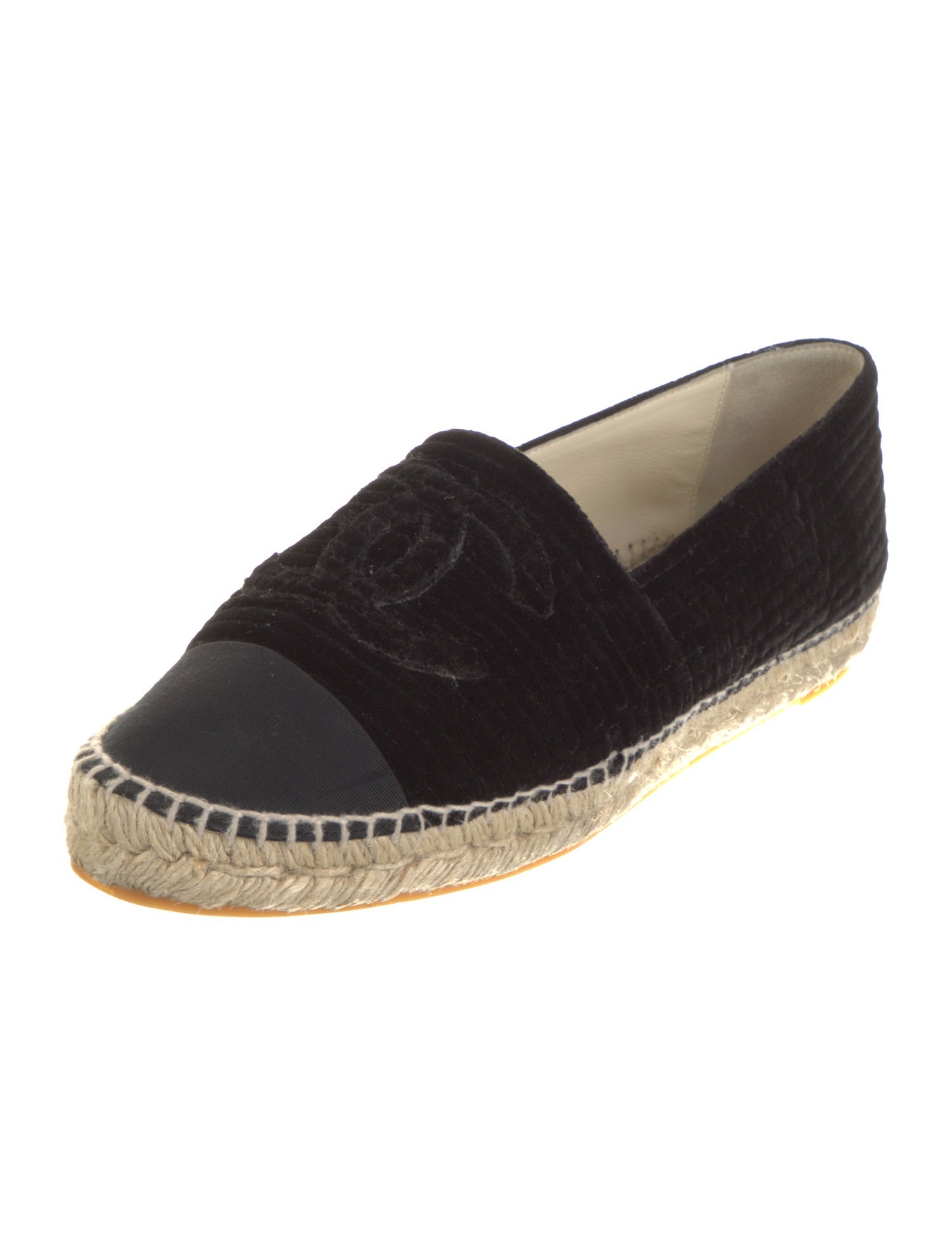 Chanel Interlocking CC Logo Velvet Espadrilles