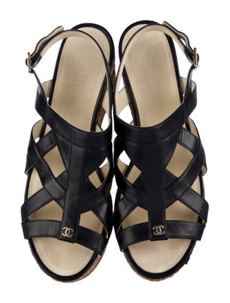 Chanel 2015 Interlocking CC Logo Slingback Sandals