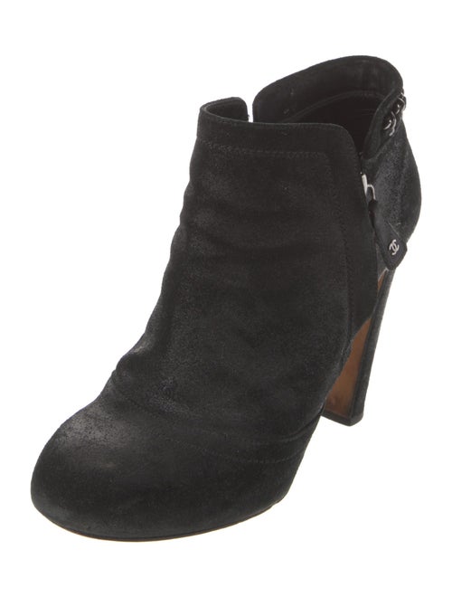 Chanel Interlocking CC Logo Suede Boots