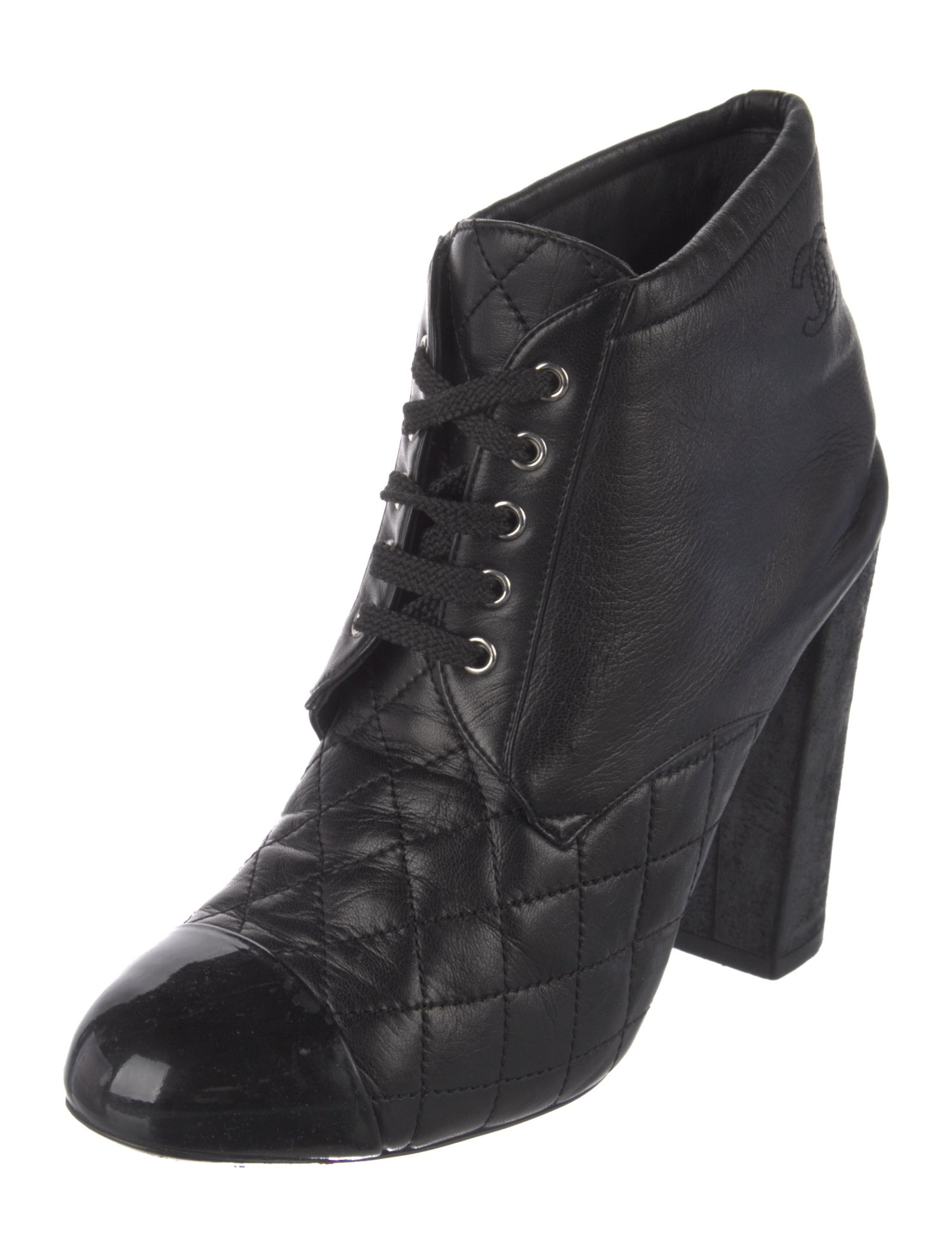 Chanel 2012 Interlocking CC Logo Lace-Up Boots