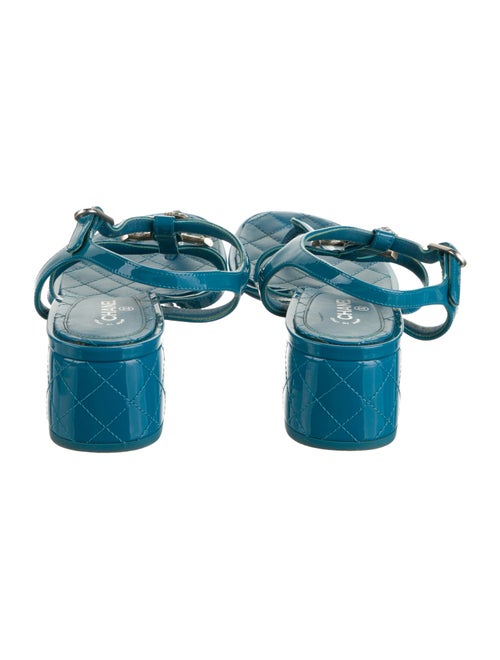 Chanel Interlocking CC Logo Patent Leather T-Strap Sandals