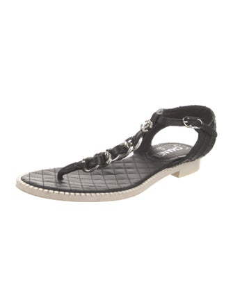 Chanel 2015 Interlocking CC Logo T-Strap Sandals