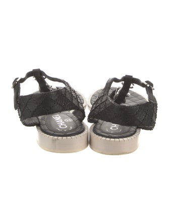 Chanel 2015 Interlocking CC Logo T-Strap Sandals