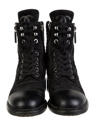 Chanel 2017 Interlocking CC Logo Combat Boots