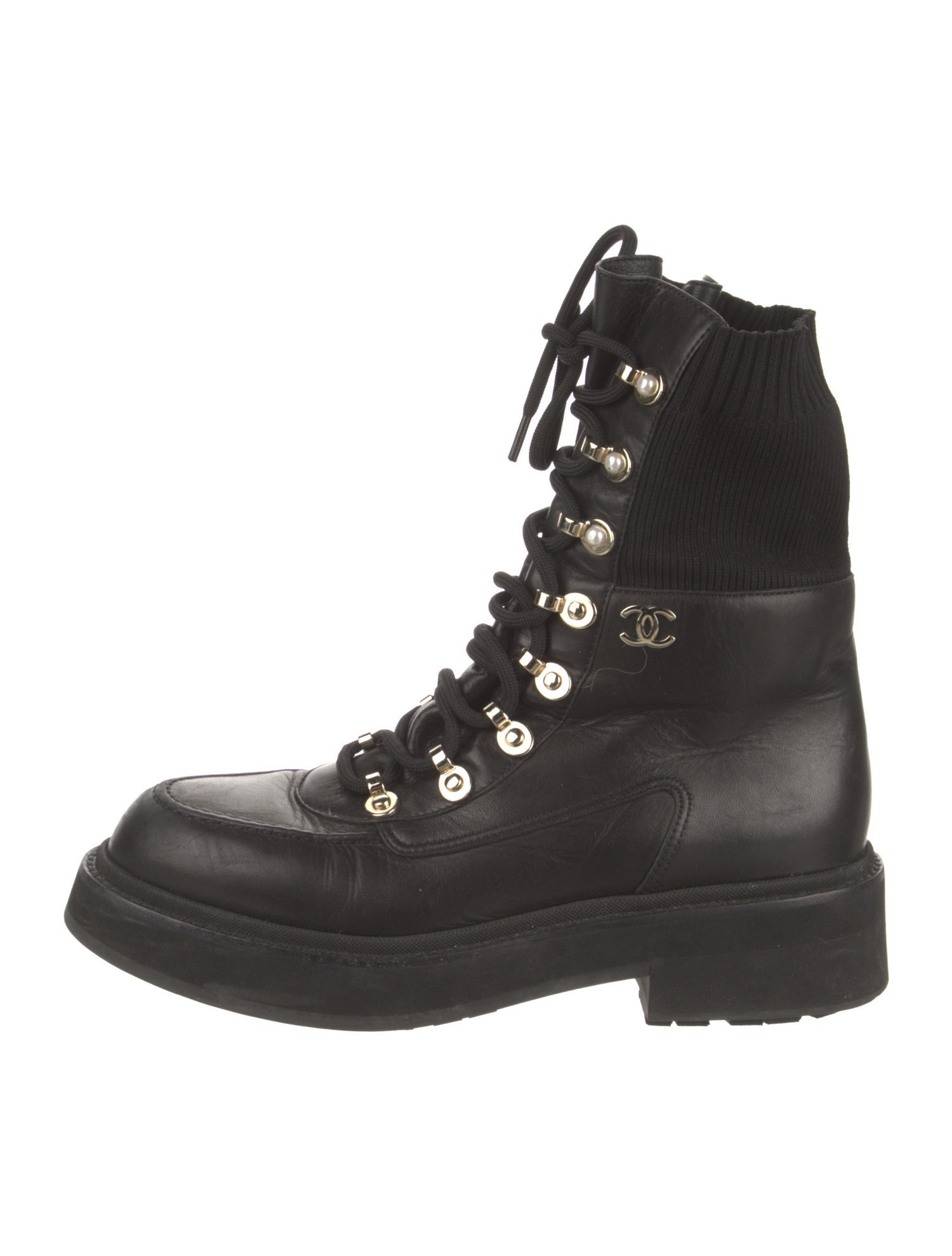 Chanel 2021 Interlocking CC Logo Combat Boots