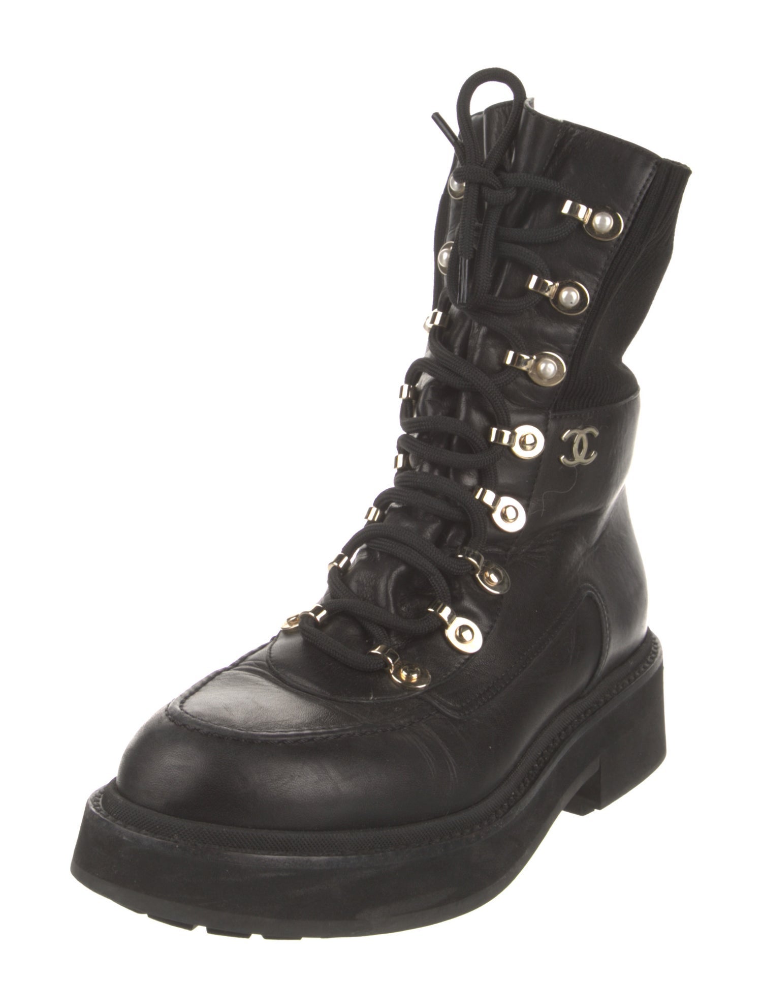 Chanel 2021 Interlocking CC Logo Combat Boots