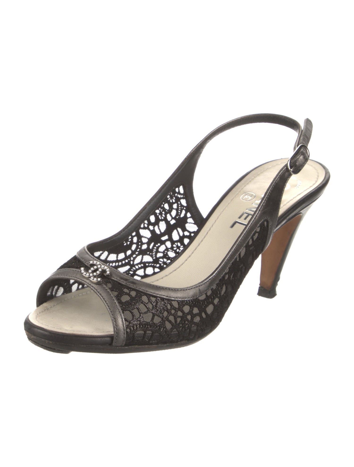 Chanel 2011 Interlocking CC Logo Slingback Sandals