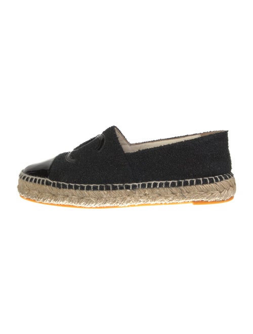 Chanel Interlocking CC Logo Leather Trim Embellishment Espadrilles