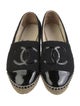 Chanel Interlocking CC Logo Leather Trim Embellishment Espadrilles