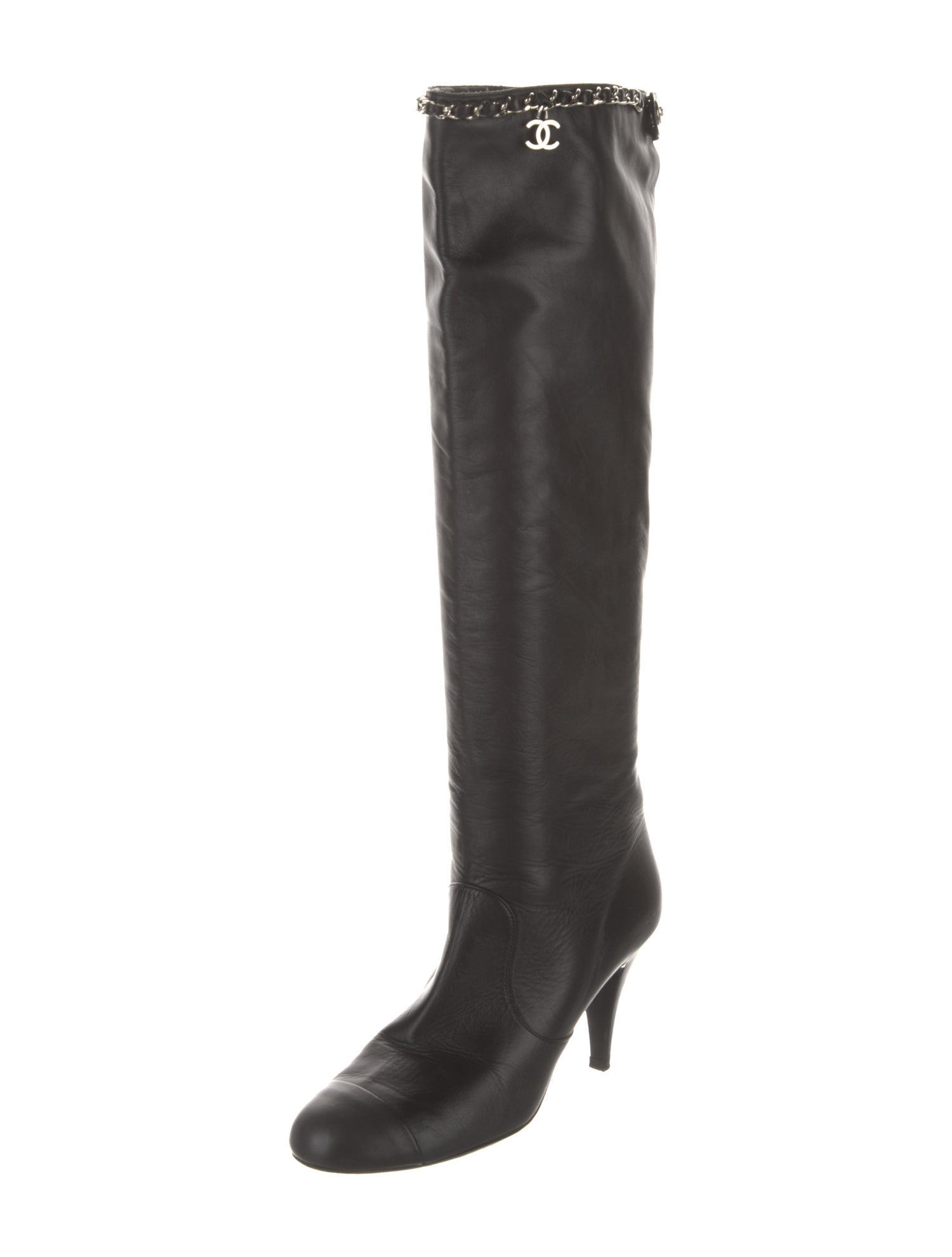 Chanel Interlocking CC Logo Leather Boots