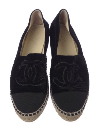 Chanel Interlocking CC Logo Velvet Espadrilles
