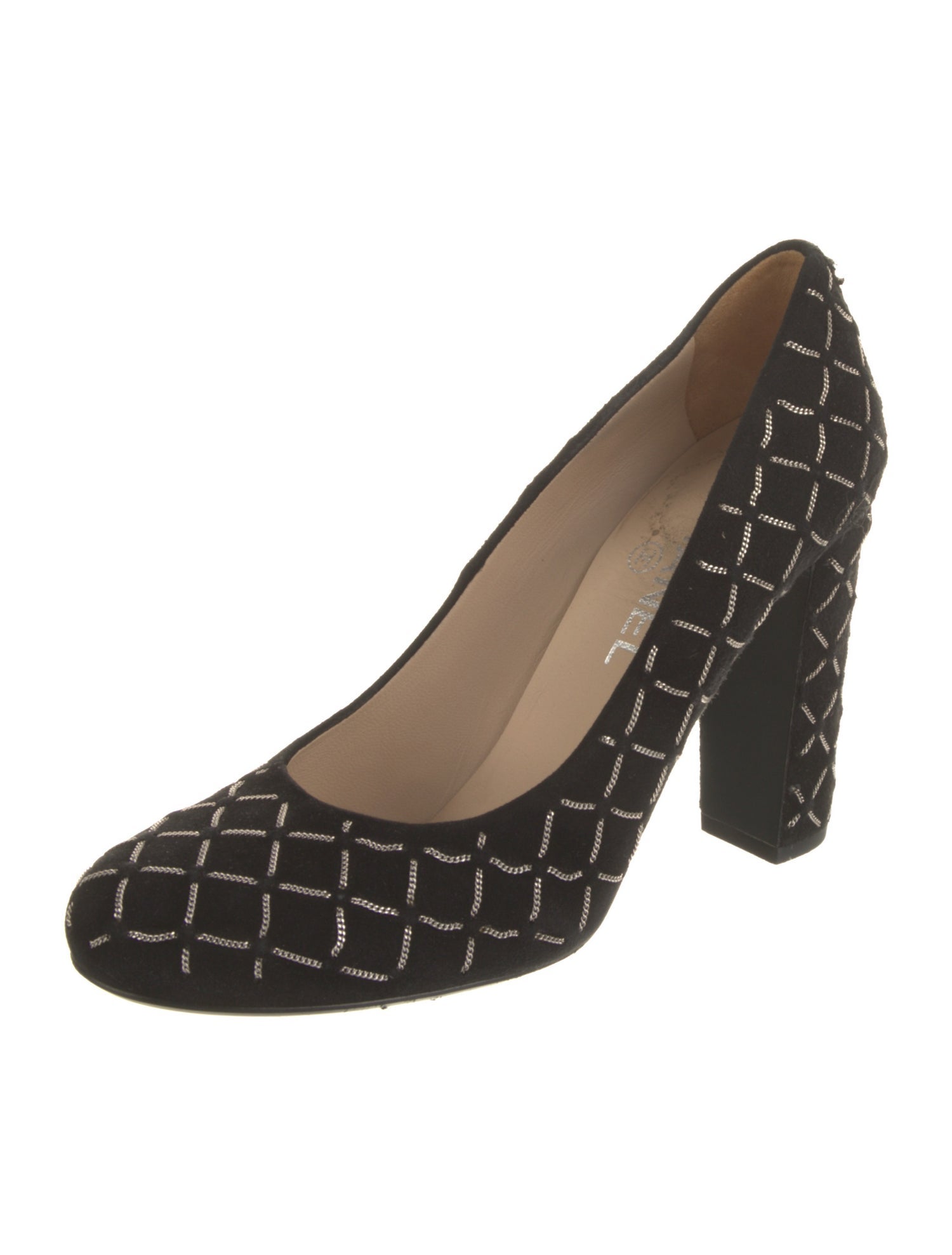 Chanel Interlocking CC Logo Suede Pumps
