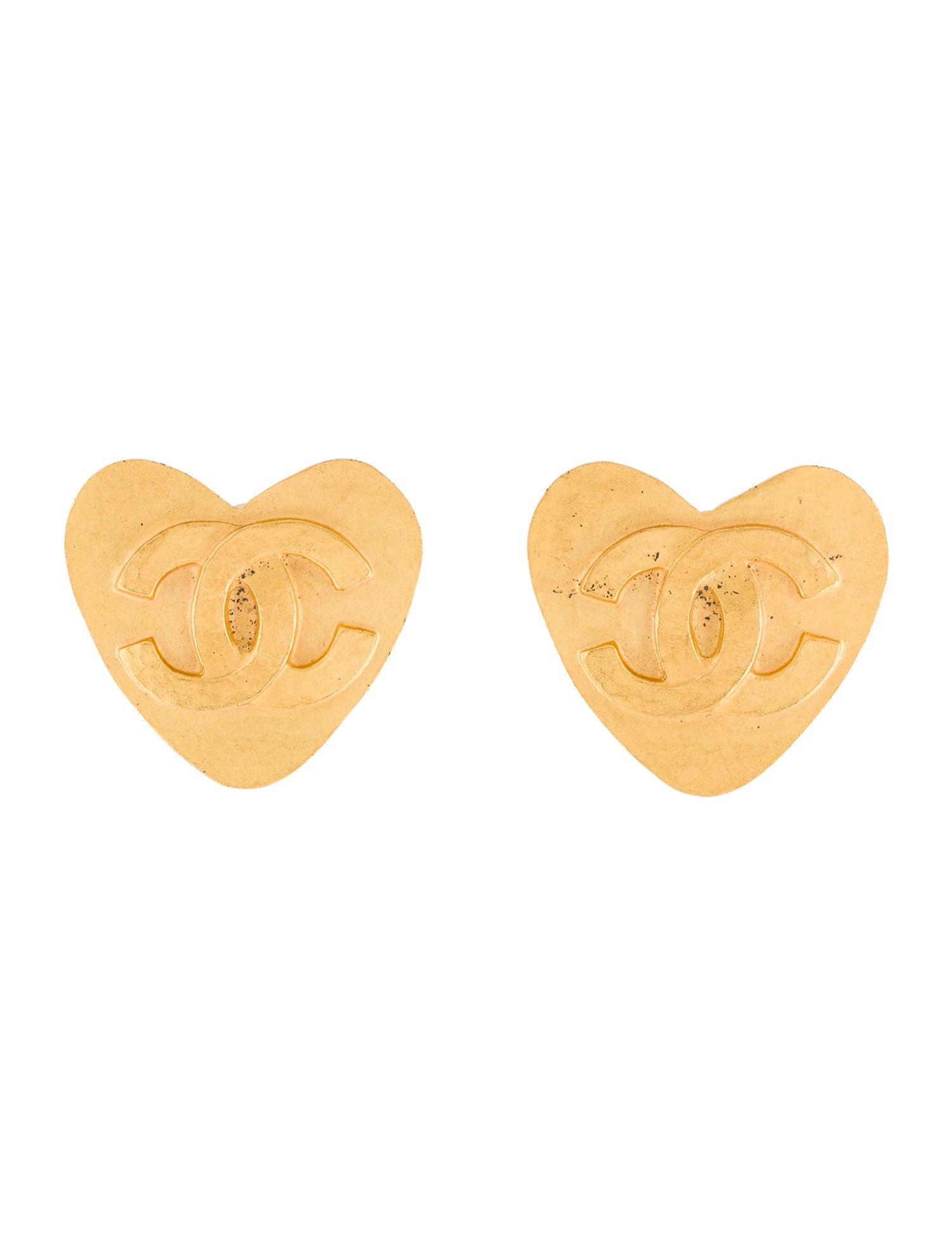 Chanel Vintage Heart CC Clip-On Earrings