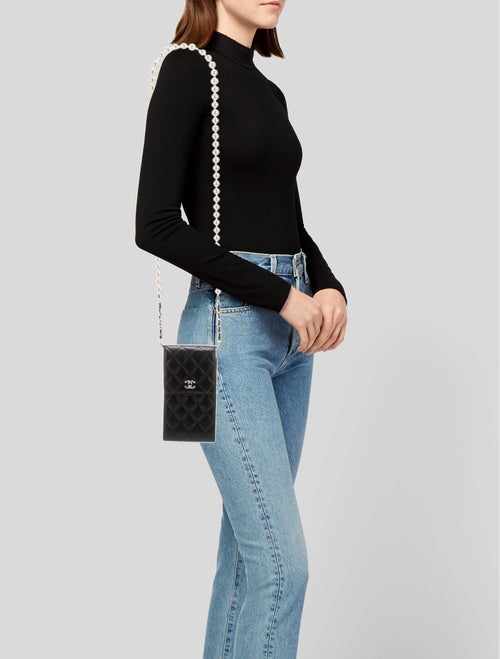 Chanel Pearl Phone Holder w/ Chain