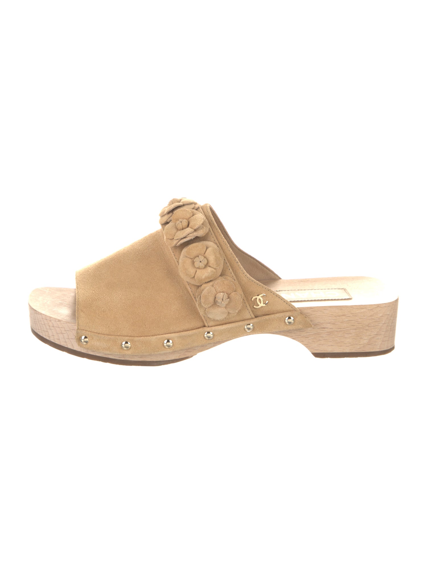 Chanel Interlocking CC Logo Suede Mules