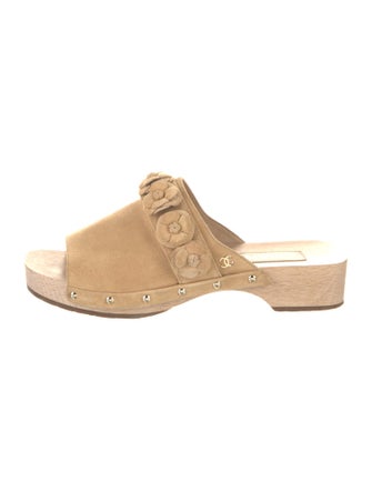 Chanel Interlocking CC Logo Suede Mules