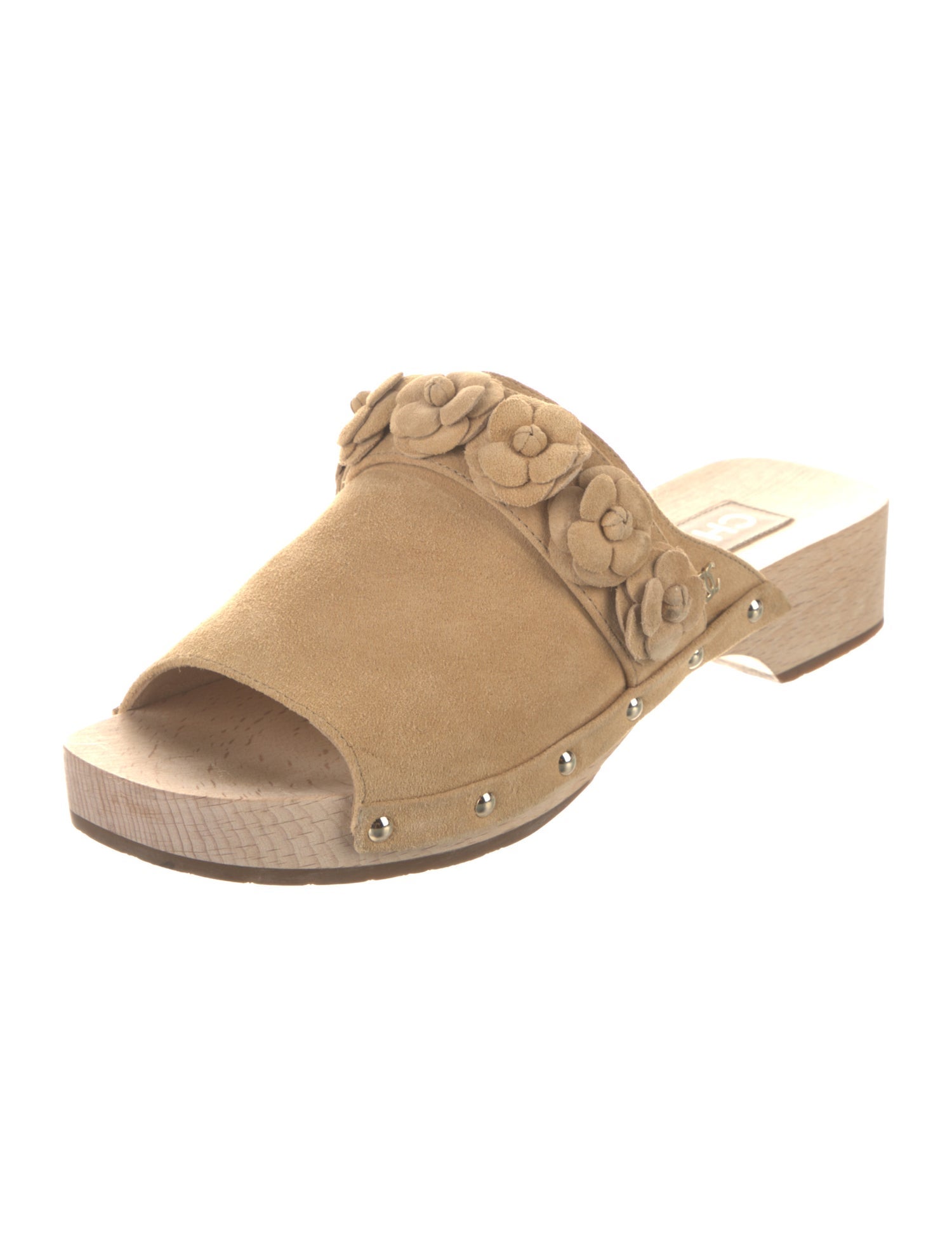 Chanel Interlocking CC Logo Suede Mules