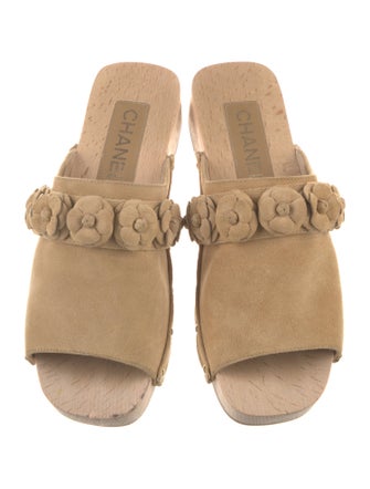 Chanel Interlocking CC Logo Suede Mules