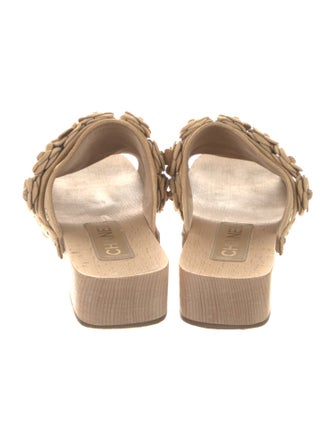 Chanel Interlocking CC Logo Suede Mules