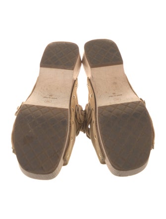 Chanel Interlocking CC Logo Suede Mules