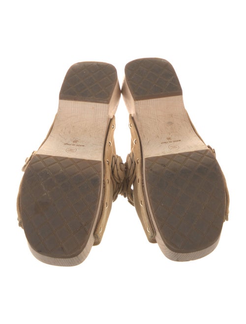 Chanel Interlocking CC Logo Suede Mules