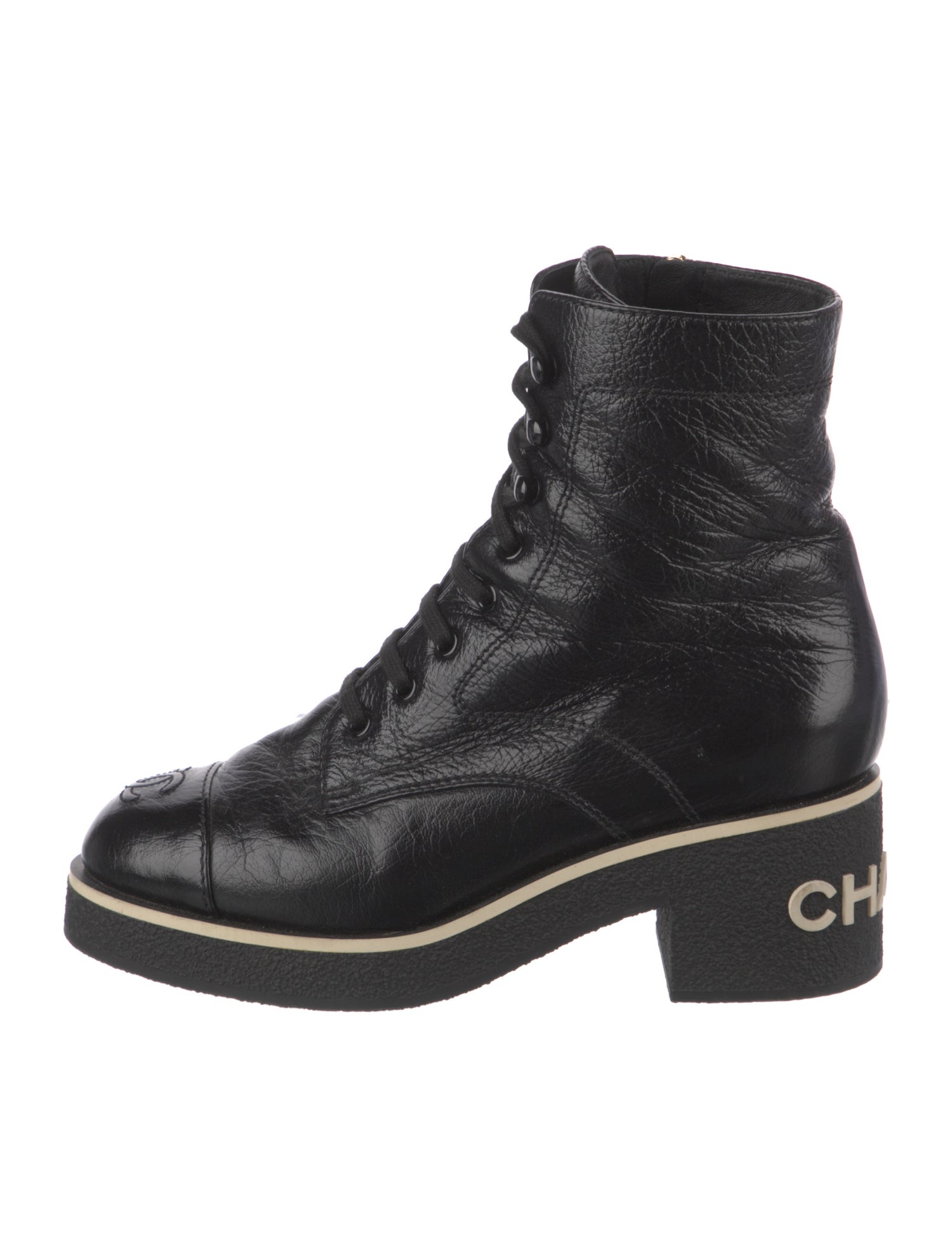 Chanel 2021 Interlocking CC Logo Combat Boots