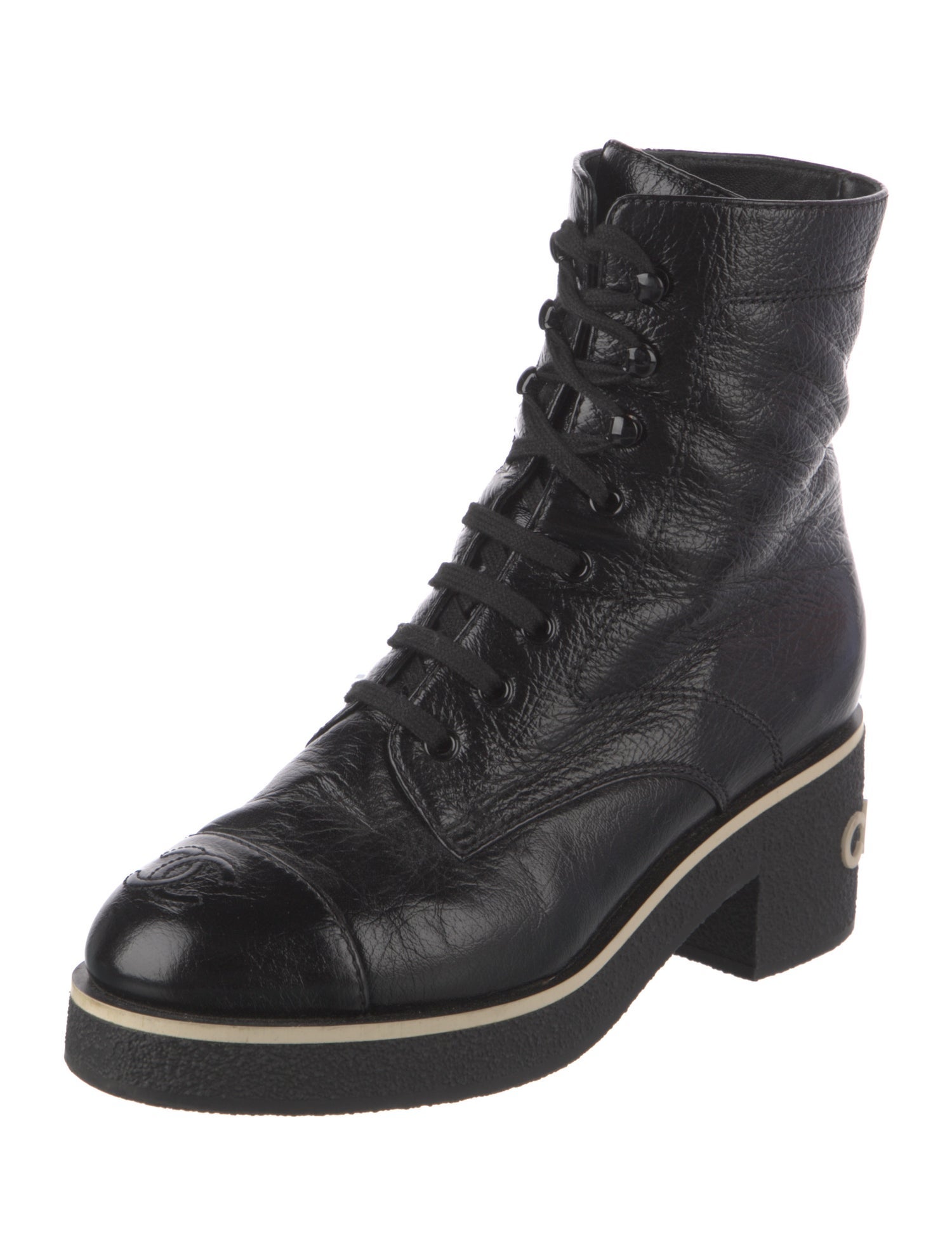 Chanel 2021 Interlocking CC Logo Combat Boots